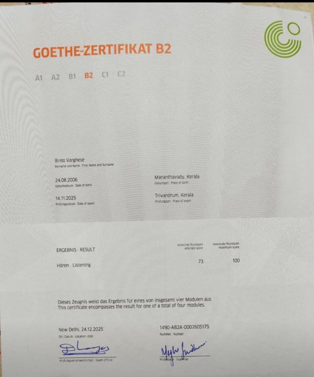 Student Goethe Certificate