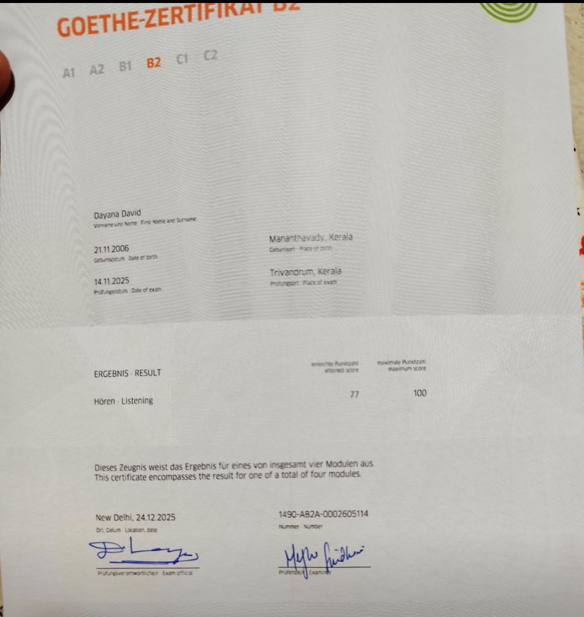 Student Goethe Certificate