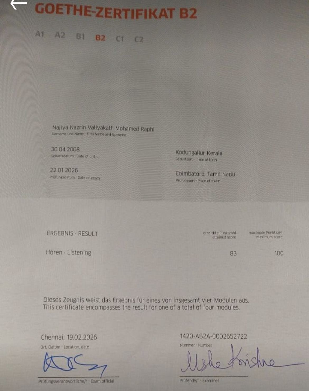 Student Goethe Certificate