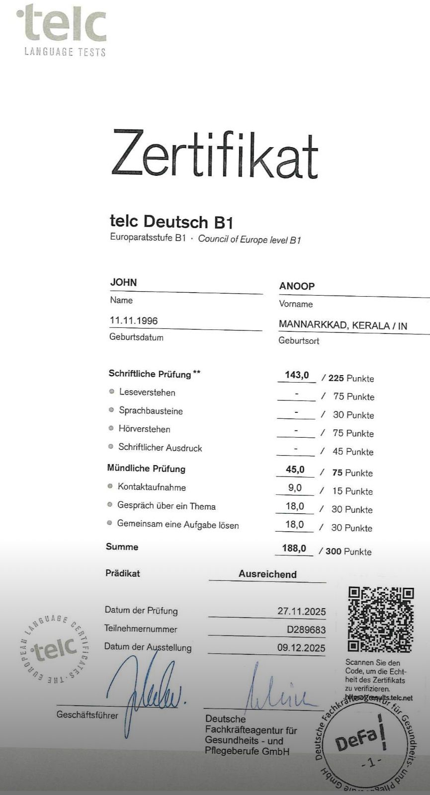 Student Goethe Certificate